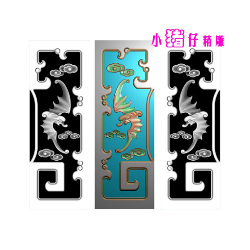 蝙蝠祥云沙发腿 罗汉床腿柱贴花 精雕图 JDP浮雕图 521软件 BMP图
