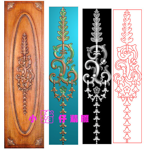 门芯椭圆长条竖条洋花门花 BMP灰图521软件JDP精雕图 浮雕图