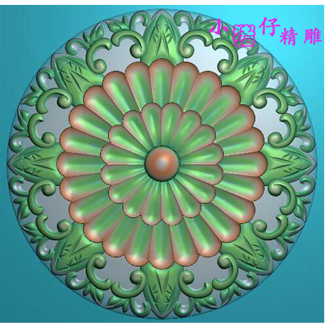圆形洋花天花吊顶石膏套图模具精雕图JDP浮雕图521软件雕刻图