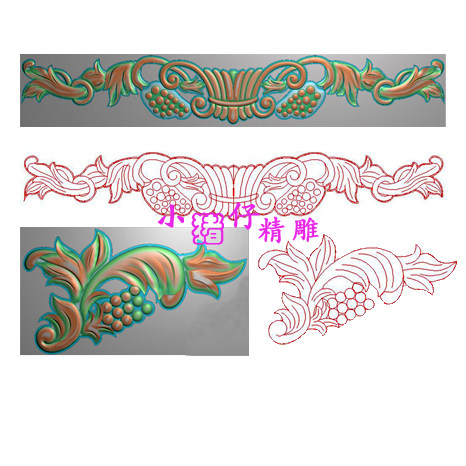 葡萄洋花门花门楣雕花图JDP浮雕图精雕图521版本 软件图 BMP灰图