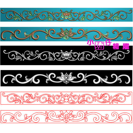 精雕图长洋花仿古花挡板裙板衬板JDP浮雕图521软件BMP木雕图