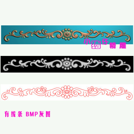长条门楣门头洋花门顶条花 精雕图JDP浮雕图 521软件BMP灰色图