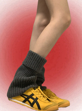 SUPPER花花  简约短款袜套女夏季堆堆袜金属标宽松腿套保暖针织