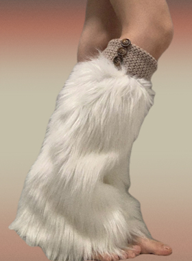 SUPPER花花 y2k组合保暖袜套仿皮草毛毛甜酷辣妹可拆卸套装