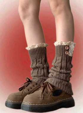 SUPPER花花 夏日美拉德复古直筒修身纯色花边堆堆袜