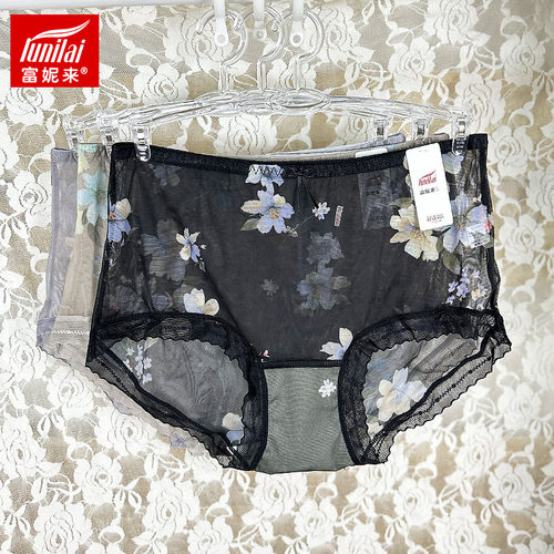 富妮来女内裤网纱薄款速干蕾丝边