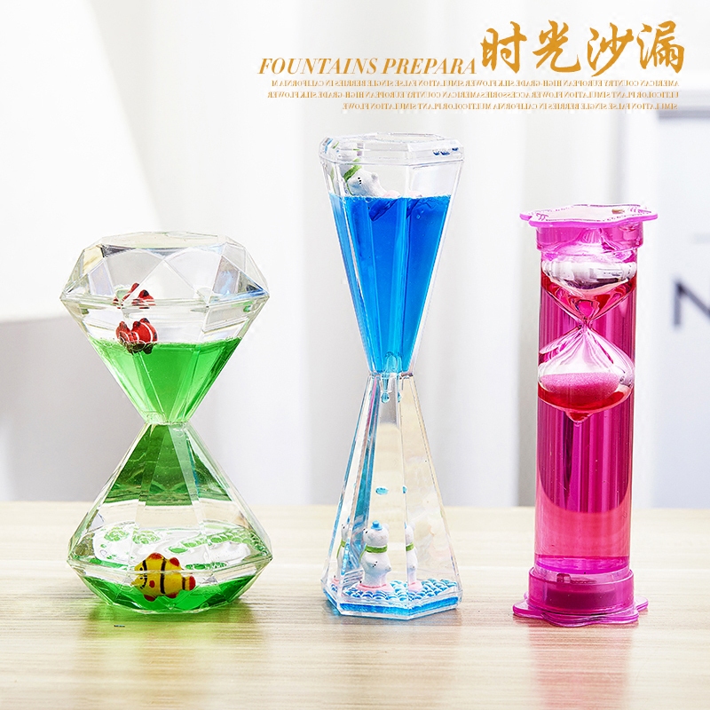 漂浮卡通小动物油滴沙漏减压摆件