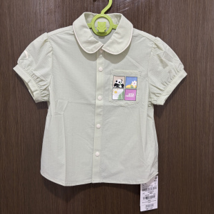 安踏儿童正品夏款修身公主袖翻领开衫女童运动短袖衬衫362539102
