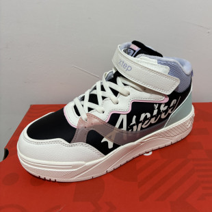 特步儿童正品冬休闲高帮加绒保暧轻便女童运动棉板鞋677414374009