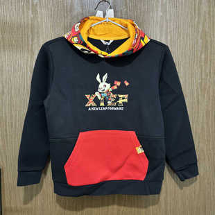 特步儿童正品春秋连帽衫男童宝宝兔跃千山运动卫衣677125083204