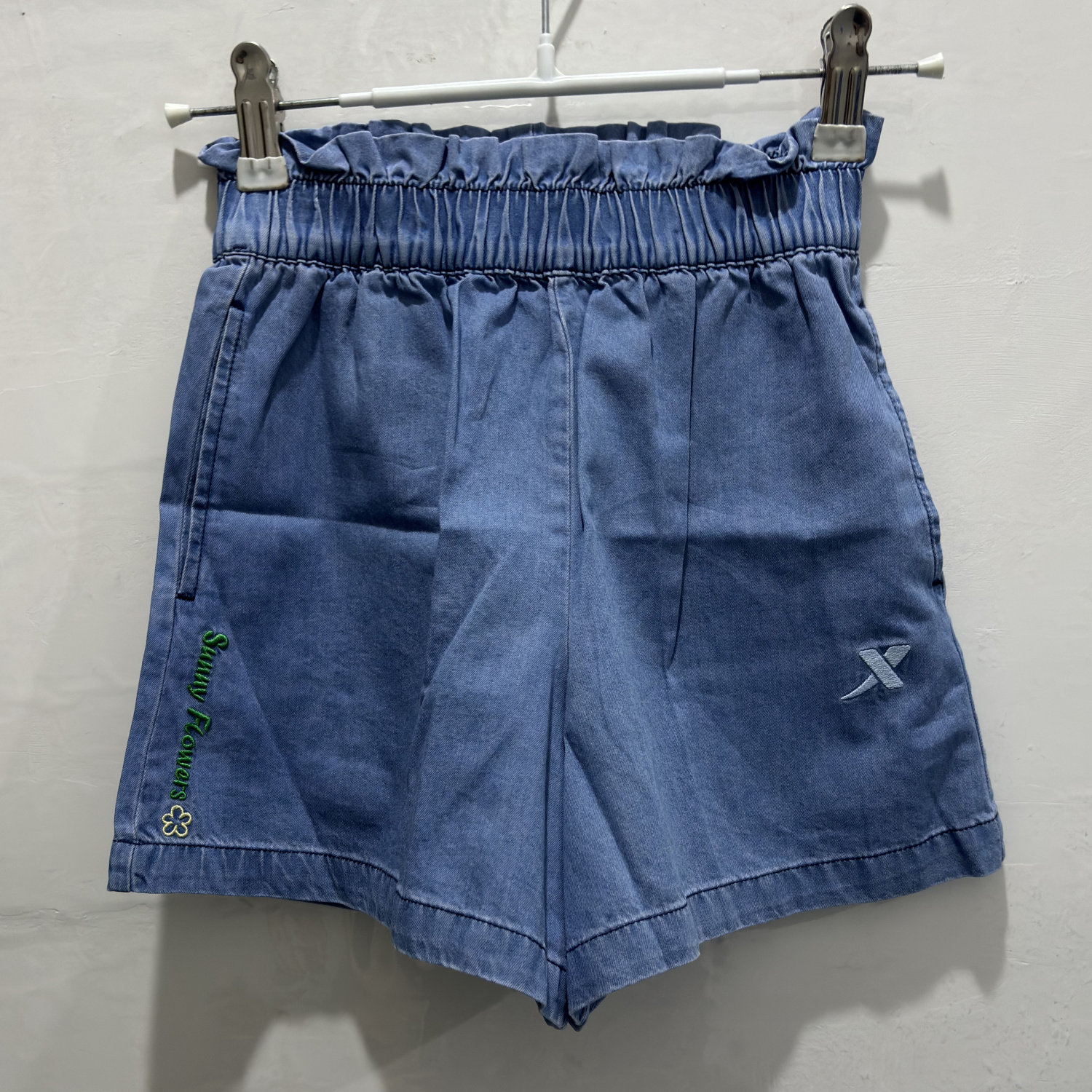 特步儿童正品夏款牛仔五分裤外搭清新女童运动短裤676224404424