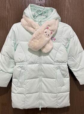 特步儿童中长款保暧羽绒服女童