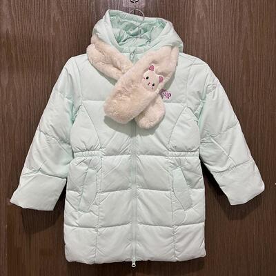 特步儿童中长款保暧羽绒服女童