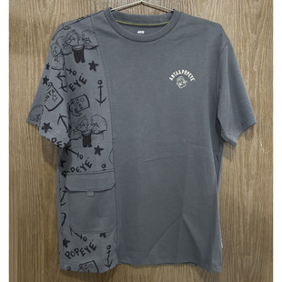 拼色潮流青年宽松男运动T恤152428152 休闲圆领短袖 安踏正品 夏季