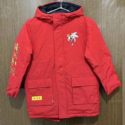 特步儿童正品冬季休闲保暧中国红外套男童连帽羽绒服677125193359