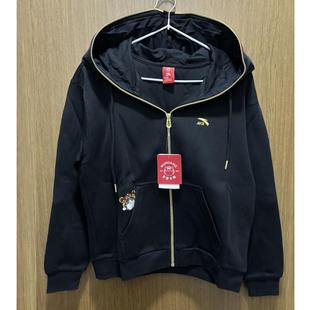 春秋休闲连帽拉链服外套喜庆针织女运动上衣162218718 安踏正品