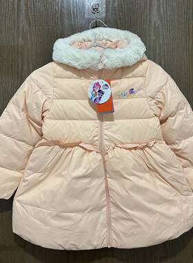 特步儿童冬季公主女童连帽羽绒服