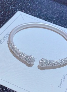 Yangui燕禧「花熹宫」银手镯女可调节足银999宫廷生日礼物简约