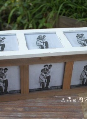 样品做旧木质多张照片装饰盒