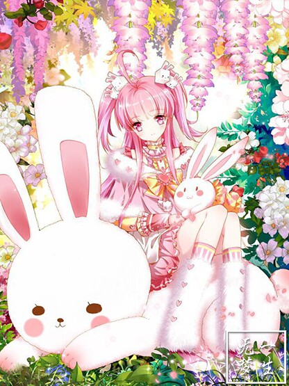 diy钻石画动漫可爱白兔公主方钻满钻圆钻十字绣钻石绣贴钻画 包邮