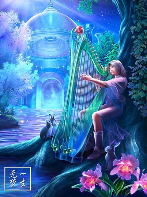 diy钻石画方钻满钻圆钻十字绣钻石绣梦幻竖琴 唯美动漫贴钻画客厅