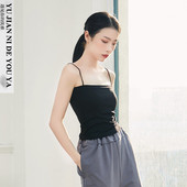 黑色露腰露脐短款 练功服内搭专用吊带背心带胸垫上衣女 跳舞蹈服装