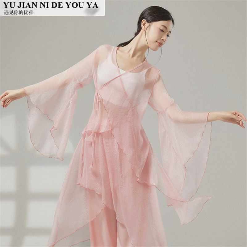 喇叭袖中国舞古典舞蹈服装练功演出服上衣女飘逸外披纱衣外搭开衫,运动/瑜伽/健身/球迷用品,古典舞服,淘宝优惠券,粉丝福利购,淘宝优惠卷