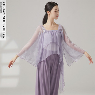 绝美方领宽松中国舞古典舞舞蹈服演出服装上衣女飘逸外搭纱衣罩衫