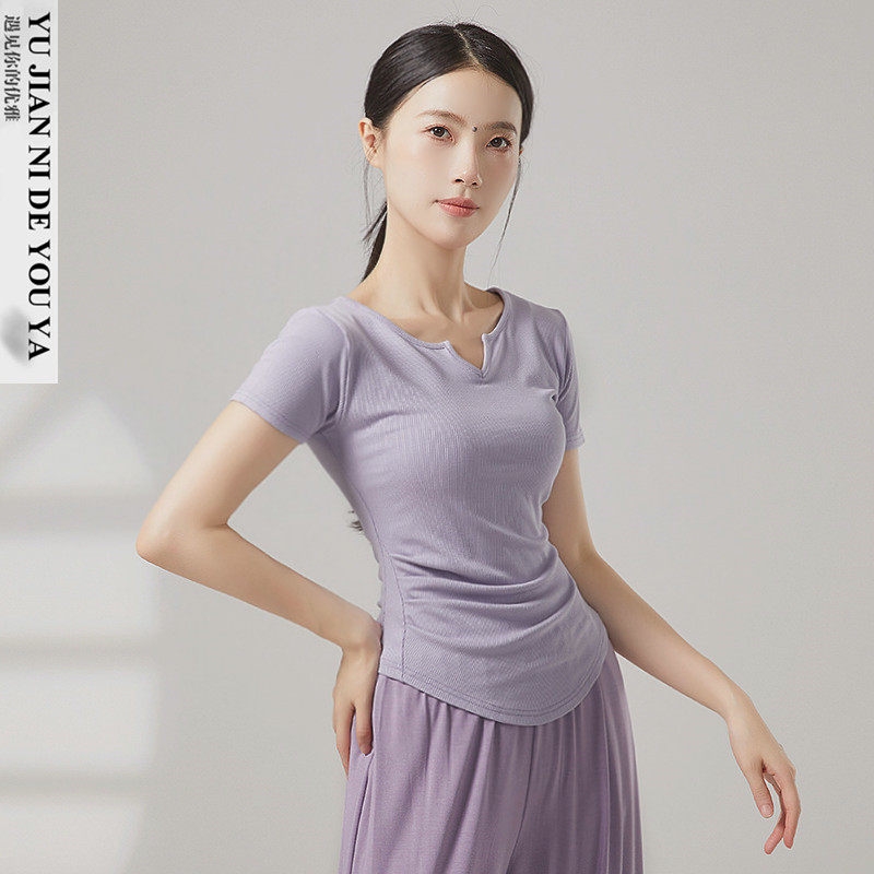 夏季短袖现代舞服形体服中国舞古典舞蹈服成人练功服上衣女款新款