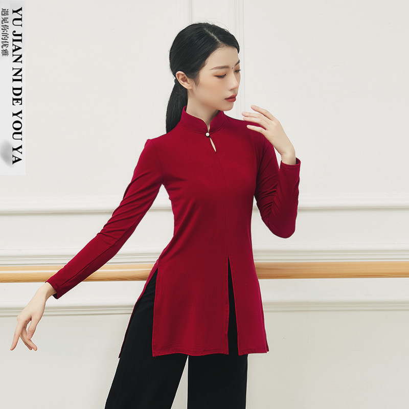 新中式莫代尔立领专业古典舞蹈服装适合跳舞的改良旗袍练功服上衣