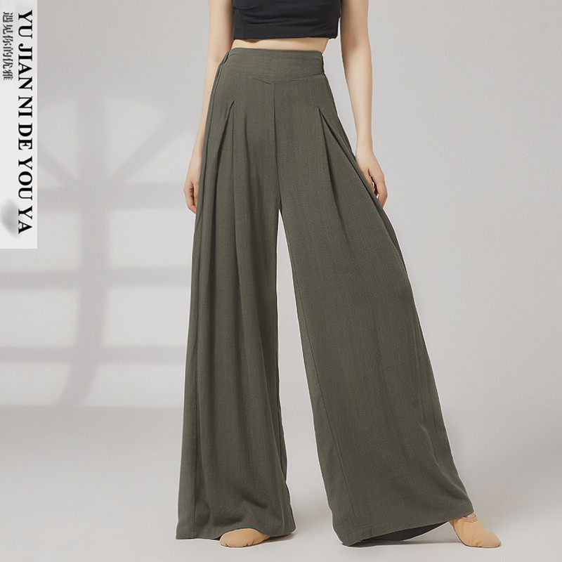 日常可穿高腰捏褶皱棉麻现代舞中国舞古典舞蹈裤练功裤阔腿裤子女,运动/瑜伽/健身/球迷用品,现代舞服装,淘宝优惠券,粉丝福利购,淘宝优惠卷