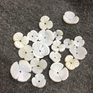 淡水贝贝壳三瓣碗花10MM12mm 耳钉配件