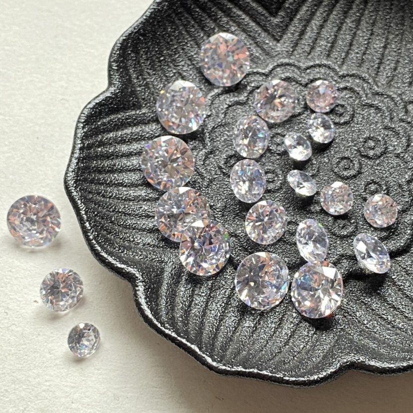 平底锆石戒面尖底锆石裸石圆形库存清理微瑕