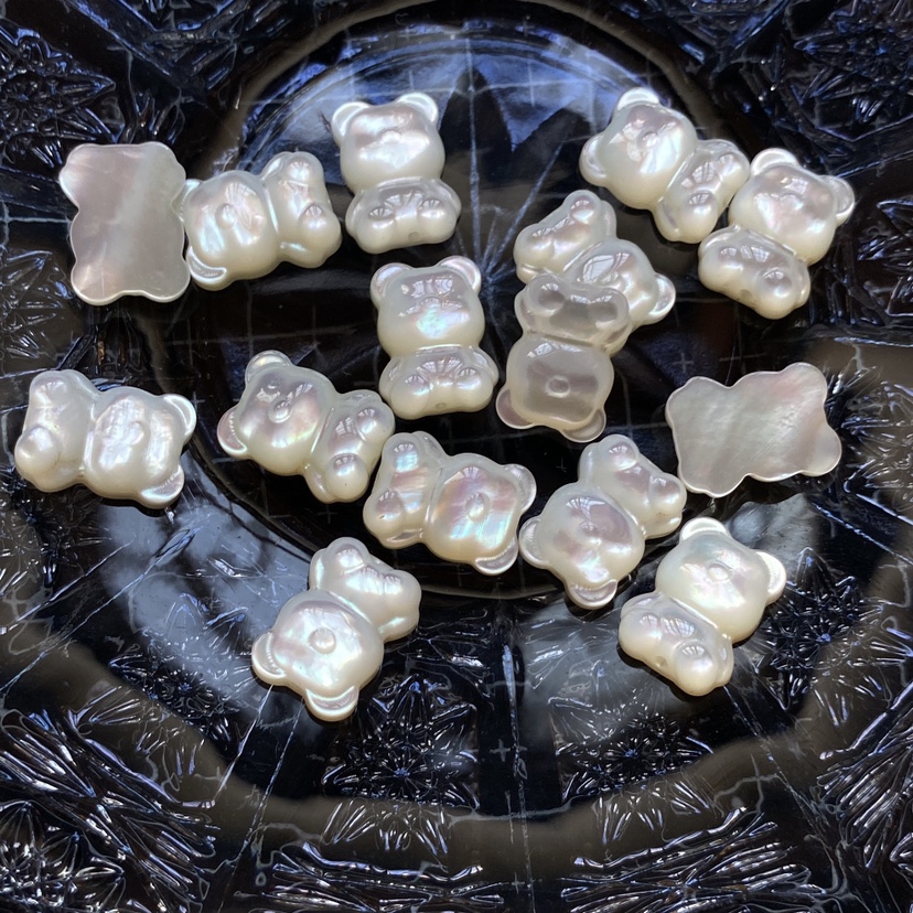 白蝶贝小熊直孔横孔diy挂件手链贝壳串珠饰品配件材料贝壳小熊