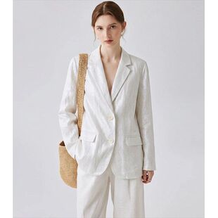 高级感气质轻奢亚麻西装女2026年秋季新款西装领外套