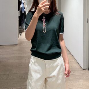 CS女装标准版型层叠V领针织衫深绿色2026秋季新品1352384001