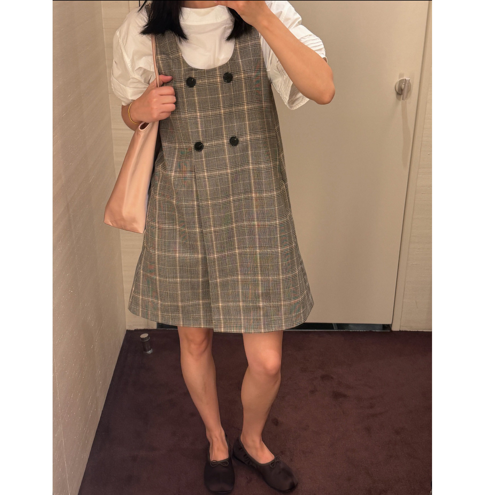 现货 CS女装标准版型格纹短款马甲背心连衣裙秋季新品1359735002图片