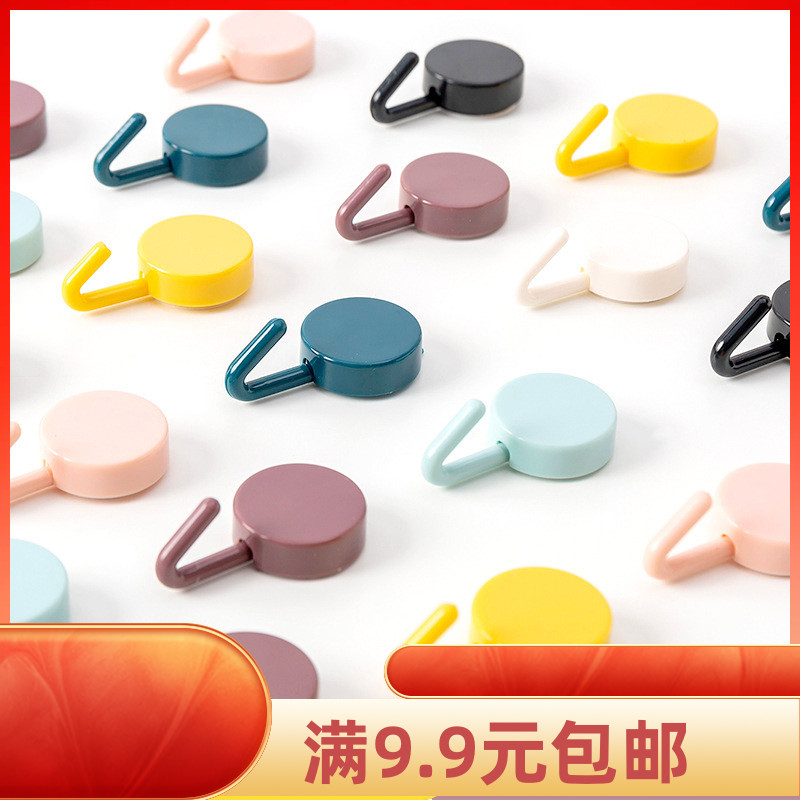 新品10个装塑料粘贴挂钩粘胶挂架厨房卫生间免打孔墙壁粘钩直销