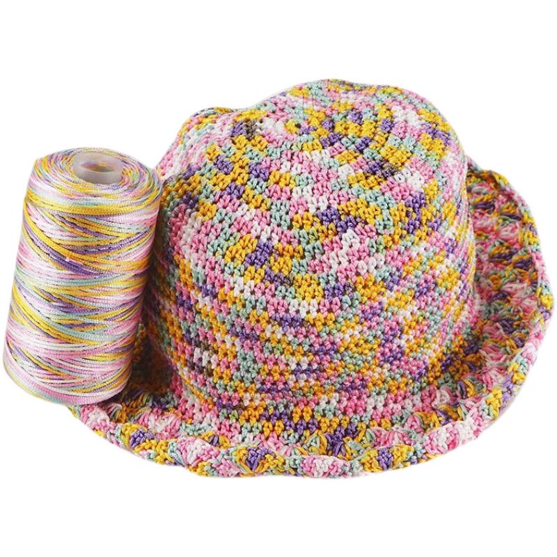 FINE ICE SILK ICE HEMP BRIGHT SILK HOLLOW LIGHT BODY LINE SUMMER SUN HAT HAND WOVEN DIY HOOK BAG SLIPPERS CUSHION WOOL