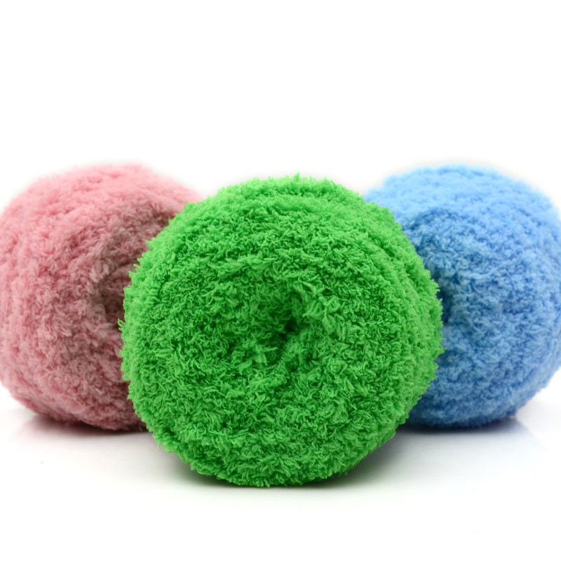 3 STRANDS OF CORAL FLUFF WOOLEN BALL VELVET TOWEL LINE SCARF BABY THREAD HANDMADE DIY WOVEN BAG BAG SELF-WOVEN MATERIAL BAG