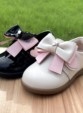 斯乃纳童鞋2023春秋款女童皮鞋儿童魔术贴防滑圆头公主单SP233331