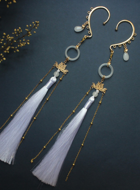 原创天官太子花神谢怜莲花白色流苏耳挂耳饰饰品赐福