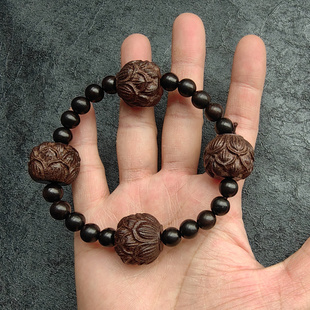 凡人婆罗珠修仙传韩立同款清心手链天然阴沉木莲花黑檀珠佛珠周边