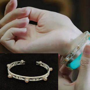 宁安如梦同款粉珠银色手镯手环姜雪宁姜二同款白鹿复古中国风汉服