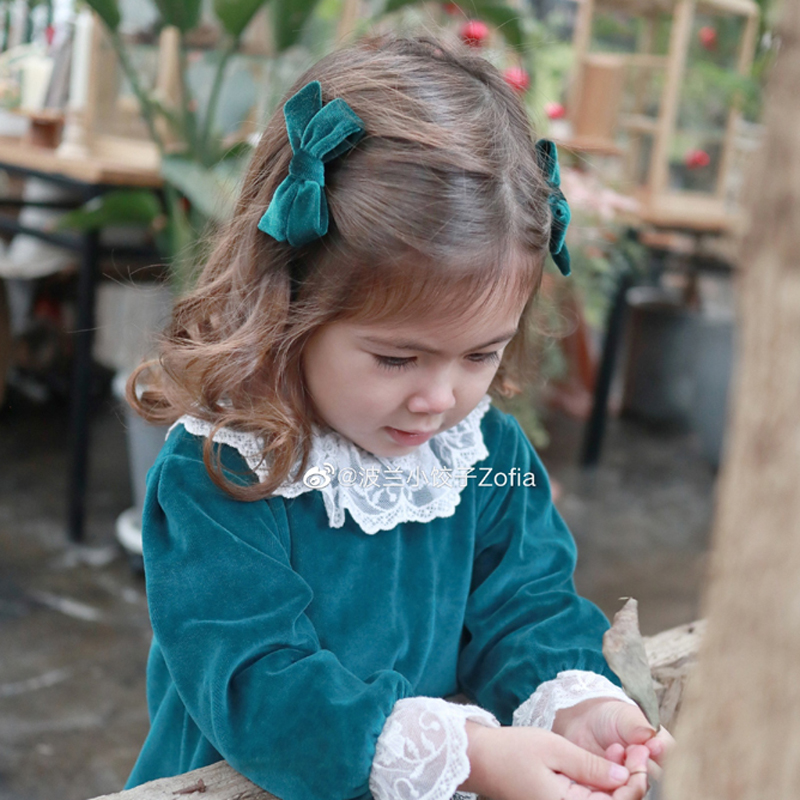 秋冬新品发饰丝绒缝制蝴蝶结夹女孩头饰天鹅绒气质发夹小公主发卡