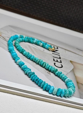 天然原矿绿松石项链手链吊坠锁骨链高瓷蓝无优化散珠配饰