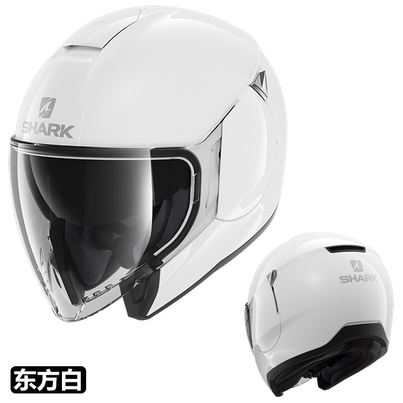 进口SHARK头盔摩托机车踏板车双镜片个性巡航3/4四季男女鲨鱼半盔