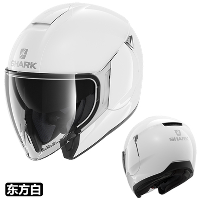 进口SHARK头盔摩托机车踏板车双镜片个性巡航3/4四季男女鲨鱼半盔