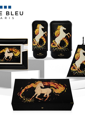 新品ELIE BLEU赤焰神马系列雪茄烟灰缸雪茄保湿盒烟盒大容量限量