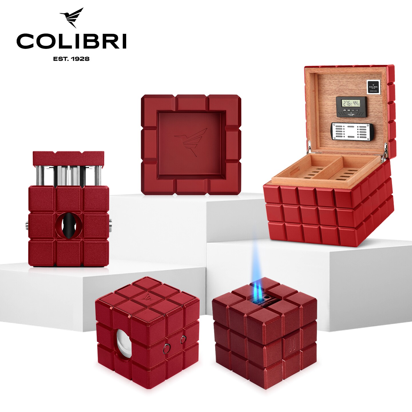 Colibri科乐比立方体三合一雪茄剪钳刀雪茄专用火机烟灰缸保湿盒图片
